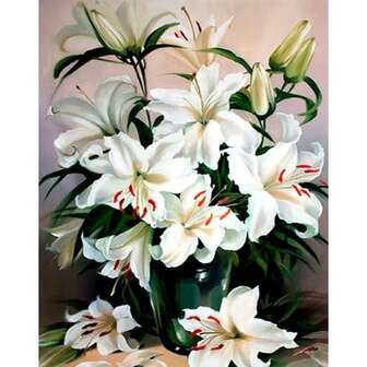 1pc DIY Floral Diamond Painting Kit - 5D Full Drill Round Diamond Art, Vibrant Lily Bouquet In Green Vase, 30x40cm Frameless Mosaic Craft Wall Art, Ideal For Adults & Youngsters Beginner, Crafts & Home Decor Gift, Diamond Painting Accessories