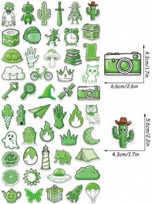50pcs Funny Cartoon Green Sticker For Laptop Luggage Guitar Skateboard Phone Sticker - Multicolor - View 5
