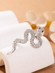 1pc Luxurious And Unique Zirconia-Encrusted Snake Brooch Is A Minimalist Metal Pin Suitable For Parties, Banquets, Formal Events, And As A Gift. - Multicolor - View 4