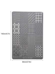 XEIJAYI 1片美甲印花板，30种图案，格子和几何美甲模板，金属印花板，专业美甲师适用，DIY美甲设计工具，附色卡