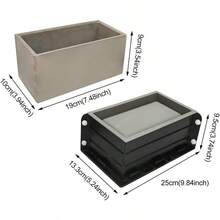 Black Rectangular Silicone Molds For Concrete Flower Pot 7.5x4x3.5 Inch DIY Handcraft Succulent Bonsai Planter Mold For Home Decorating And Garden Container Making Durable And Flexible Molding Solution For Creative Concrete Projects - 黑色長方形 - 查看 3
