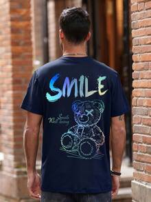 Zrgoth 男士休闲百搭简约印花元素短袖T恤 - 藏蓝色 - 查看 3