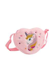 Kids Unicorn Heart Shaped Cartoon Plush Crossbody Bag, Girls Candy Storage Shoulder Bag For Kindergarten - Multicolor - View 8
