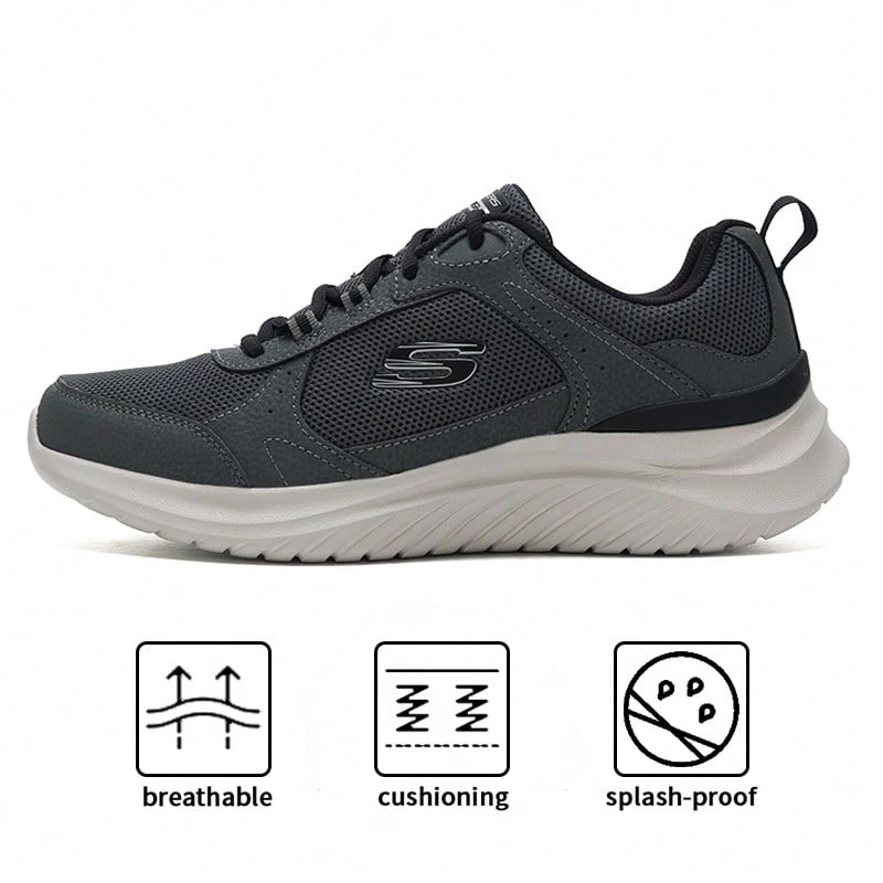 Skechers Giày thể thao thường ngày buộc dây FLECTION 3.0 dành cho nam, giày chạy bộ giảm xóc dành cho chạy bộ, du lịch, trang phục ngoài trời thường ngày, 8790357 - màu xám than - Xem 1