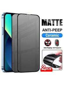 Yezodawee 2pcs Ceramic Matte Privacy Screen Protector, Compatible With IPhone 16 Pro Max/16 Plus, Anti-Fingerprint Anti-Peeping Ceramic PET Matte Privacy Nano Foldable Thin Film Screen Protector, Compatible With IPhone 16/15/14/13 Pro Max, Full Coverage - 2pcs - View 29