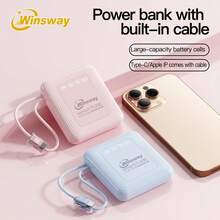 Winsway 20000mAh Power Bank With Built-In Cable For Efficient And Convenient Use High-Capacity, Durable, And Portable Design LED Real-Time Battery Level Display Available In Multiple Colors Compact And Practical For Everyday Use - Màu xanh lam - Xem 7