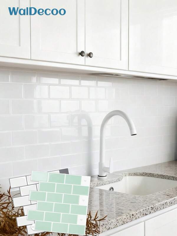 WalDecoo 1/4/10 Sheets 3D Subway Tile Backsplash 12"X12" - Peel And Stick Self-Adhesive Wall Tiles Waterproof Oil-Proof For Kitchen Bathroom Renovation