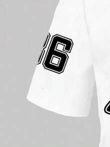 Tween Girls' Numeric Print Short Sleeve T-Shirt And Cargo Pants Casual Outfit - White - View 4