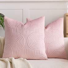 1/2 Piezas Funda de cojín decorativo de peluche, Funda de cojín acolchada geométrica, Funda de almohada rectangular de unicolor suave y esponjosa - Rosa - Ver 11