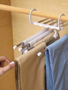 Gruccia multistrato in metallo resistente, 5 in 1 | Gruccia salvaspazio con imbottitura in schiuma antiscivolo per cappotti, maglioni, abiti, t-shirt, giacche, camicette | Organizer per armadio per casa, ufficio, dormitorio, viaggio, lavanderia | Design sottile, capacità massima, spalle antiscivolo, antiruggine, pieghevole, spessore uniforme, accessori essenziali per l'armadio per uomini, donne, adolescenti - Multicolore - Visualizzare 4