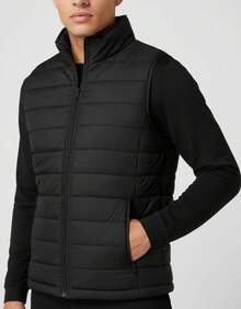 Jaqueta Colete Puffer Unissex Acolchoado Bobojaco Inverno Estilo Bomber Leve Corta Vento 2 Bolsos Fechamento em ziper  Simples    Casual    Zíper  Bolso    Férias - Preto - Visão 5