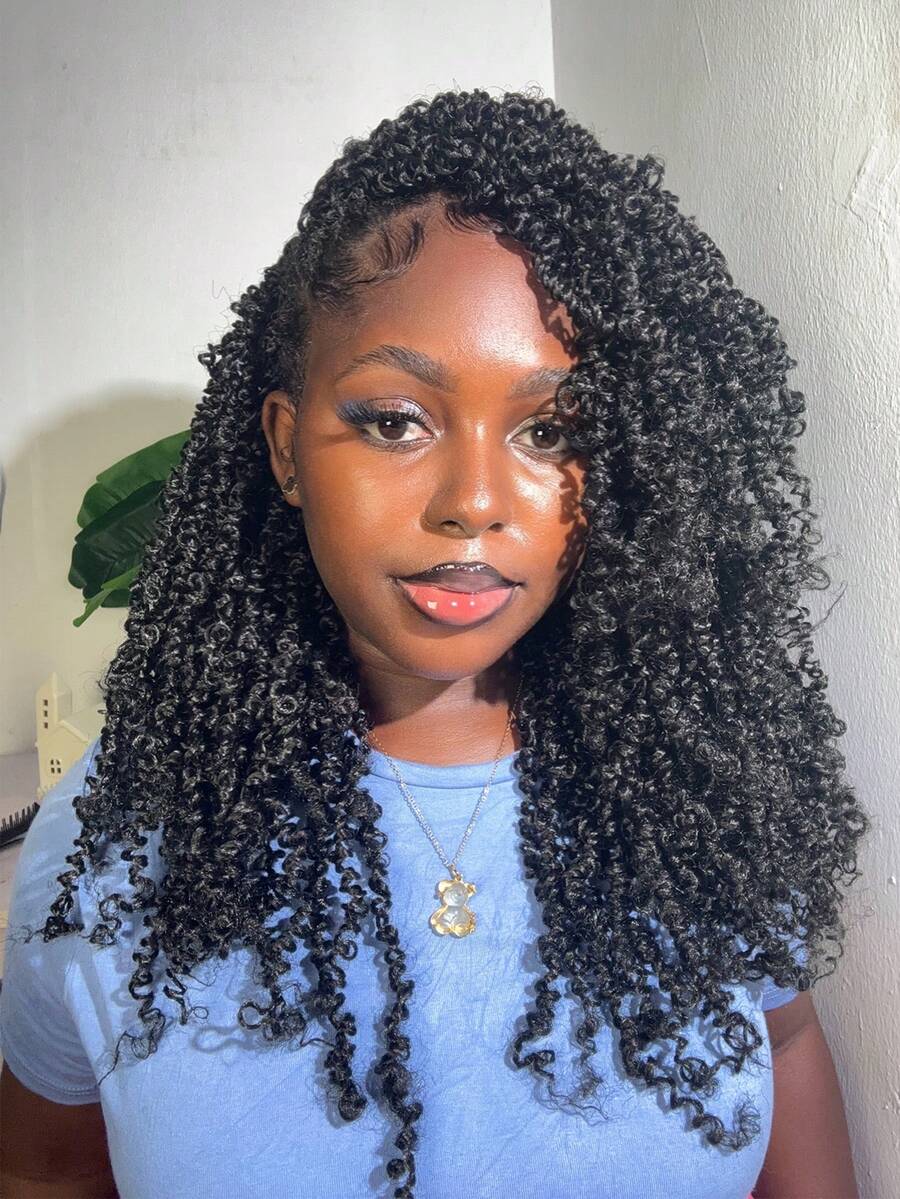 Tóc giả móc sợi Yanky Twist 12/16 inch, 30 sợi/gói, tóc Yanky Twist đã được tạo sẵn vòng, màu nâu, kiểu Spring Mini Passion Twist với đuôi xoăn, tóc giả móc sợi tổng hợp.