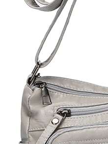 Sac à épaule en cuir vintage pour femme, sac bandoulière multi-poches, grand sac à main de mode, nouveau sac fourre-tout messager - Gris - Voir 8
