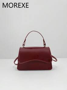 Mini Women's Handbag, Lightweight Portable Mini Tote Bag, New Summer 2025 Fashionable Flap Solid Color Small Bag, Shoulder Crossbody Bag - Burgundy - View 8