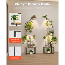 Plant Stand Indoor With Grow Lights, 65.5 In Tall 7-Tiered Lighted Plant Shelf, 2 Pack Metal Corner Plants Holder, 3 Timer & 10 Brightness, Half-Moon Shaped Flower Display Rack For Living Room - 65.5 inch 7-layer - 查看 2
