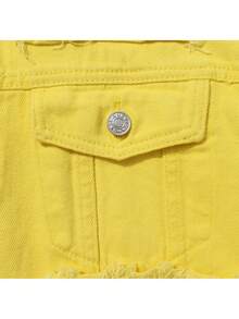 Men'S Ripped Denim Jacket Slim Fit Jean Outerwear Streetwear Casual Coat - 黃色 - 查看 5