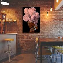 1pc, Modern Abstract Woman Canvas Wall Art, Elegant Pink Peony Flower Portrait Print, Stretched Decorative Artwork For Living Room, Bedroom, Office, Home Decor - Nhiều màu - Xem 4