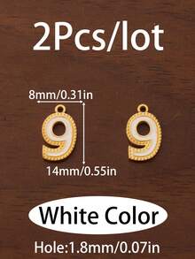 2Pcs/Lot Enamel Number Pendants Stainless Steel White Black Number 0-9 Digital Charms For Jewelry Making Necklace Findings Bracelet Earrings Birthday Gifts Accessories DIY - Number Pendant - View 16