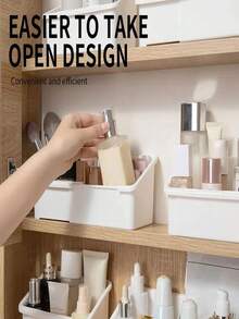 1 pieza Organizador de maquillaje ajustable, caja de almacenamiento de cosméticos y cuidado de la piel para tocador, bandeja de compartimentos para escritorio - Multicolor - Ver 7