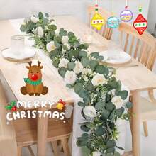 1 vòng hoa bạch đàn nhân tạo dài 1,74m (5,74ft) với hoa hồng trắng, hoa giả và lá xanh, thích hợp cho đám cưới, họp mặt gia đình, trang trí bàn, Ngày Valentine, quà tặng tốt nghiệp, tiệc độc thân, quà tặng phù dâu, Ngày của Cha, trang trí và quà tặng Halloween, quà tặng tiệc cưới, quà tặng khách mời đám cưới, trang trí tiệc sinh nhật và đồ dùng đám cưới. - Nhiều màu - Xem 1