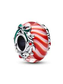 1颗粉色花朵玻璃珠圣诞饰品珠，适合原装蛇形手链项链，可用于DIY珠宝制作，是送给女孩或女儿的礼物。 - 彩色 - 查看 7