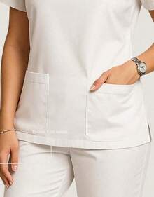 Surgical Scrubs, Unisex Uniform, Hospital Scrub - White - View 10