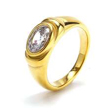新款防水天然石戒指，复古金色玛瑙戒指，女士珠宝礼物 - Ring - 查看 18