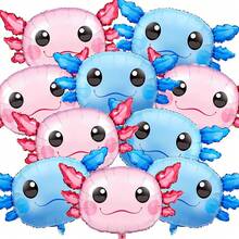 6-Pack 34-Inch Axolotl Balloons For Birthday Party Decorations - Hồng, Xanh - Xem 1