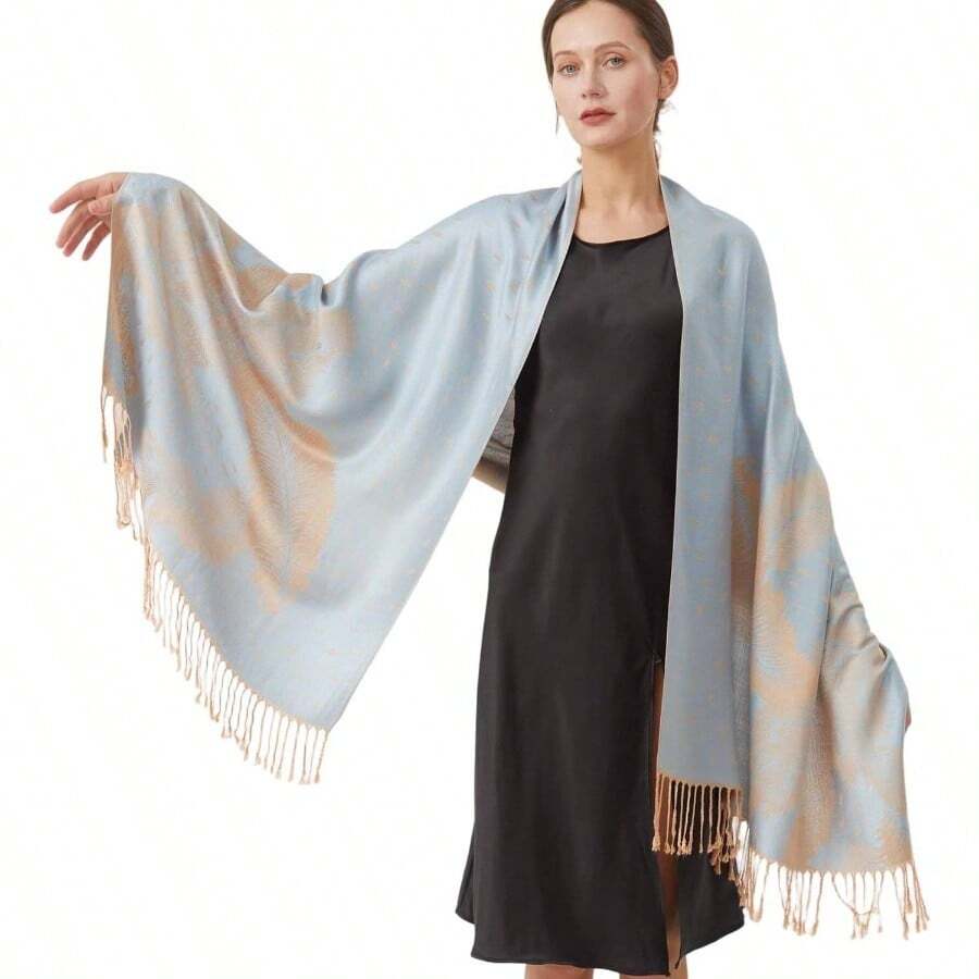 - Chal de pashminas para mujer Sy4 - Azul D# Blue, 27.5''78.5'' - inicial - Ver 1
