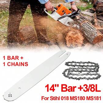 14 Inch Chainsaw Guide Bar With Saw Chain 3/8 LP 50 Section Chain Saw Power Tool Accessories For Steele Stihl 018 MS180 MS181