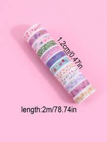 12 Rolls Of Heart-Pattern Washi Tape Set, Creatively Designed Handbook Tape For DIY Scrapbooking And Gift Wrapping Decoration, A Perfect Valentine's Day Gift - Multicolor - View 2