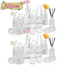 Tomnk 12/24/36 Pcs Glass Bud Vases, Living Bud Vases, Small Bud Vase In Bulk, Mini Flowers Vases For Centerpiece, Vintage Decorative Vase Set For Table Decorations, Wedding Reception, Home Decor, Fall Decor (Clear), Garden Decor, Plant Pot, Outdoor Decor, Mother's Day Decor, Ideal Mother's Day Gift - 無色 - 查看 10