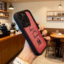 Cubierta de teléfono con borde negro y parte trasera roja con diseño de caligrafía china y texto Peace is Today Prosperity para uso diario en cafeterías y espacios urbanos Aplicable a los teléfonos de la serie Apple y Galaxy - Blanco - Ver 6