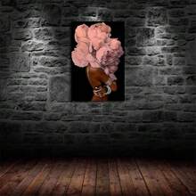 1pc, Modern Abstract Woman Canvas Wall Art, Elegant Pink Peony Flower Portrait Print, Stretched Decorative Artwork For Living Room, Bedroom, Office, Home Decor - Nhiều màu - Xem 3