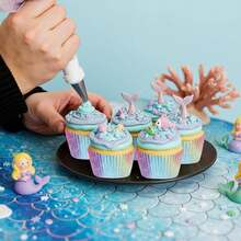 100/200pcs Mermaid Cupcake Liners, Colorful Fish Scale Paper Cupcake Liners Standard Baking Cupcake Paper Liners Suitable For Ocean Theme Baby Shower Birthday Party Ocean Theme Cake Decoration - Multicolor - View 5