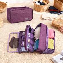 Travel Packing Cubes Organizer With Zippered Compartments - Heavy-Duty Polyester Fabric , Quick-Fold Design & Zipper Closure - Multi-Color Options (Purple, Black) - Carry-On Luggage, College Dorm, Vacation Storage - Space-Saving Organizer For Clothes, Underwear, Socks, Shoes - Ideal Gift For Travelers & Students - Elegant & Durable Suitcase Organizer - Nhiều màu - Xem 4