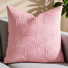 1/2 Piezas Funda de cojín decorativo de peluche, Funda de cojín acolchada geométrica, Funda de almohada rectangular de unicolor suave y esponjosa - Rosa - Ver 7