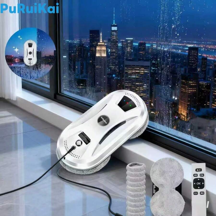 PuRuiKai Automatic Smart Window Cleaning Robot, Remote Control Home Window Cleaner