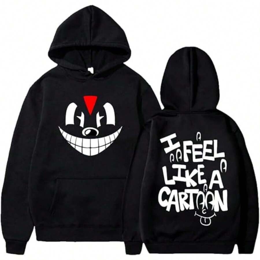 Lil DarkieS Cartoon Hoodie Unisex Hooded Sweatshirt Long Sleeve Pullover Streetwear Clothes(XXS-XXXXL - 黑色5 - 查看 1