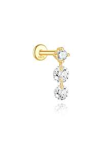 SereneSpark 1PC/2PCS Star Water Drop 925 Sterling Silver For Women Stud Earring Ear Clip Flat Back 18K Gold Plated For Daily Wear Daily Wear Wedding Party Engagement Fine Jewelry - Gold - View 22