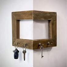 1pc Rustic Style Wall Mounted Key Holder With 4 Hooks, Wall Hanging Key Rack, Wooden Entryway Organizer With Hooks, Suitable For Bedroom, Home Wall Display, Art Wall Storage, Arts And Crafts Wall Shelf, Key Hooks