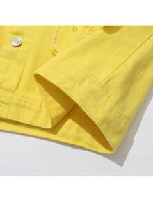 Men'S Ripped Denim Jacket Slim Fit Jean Outerwear Streetwear Casual Coat - 黃色 - 查看 7