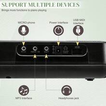 GEP-109 61 Key Lighting Keyboard With Piano Stand, Piano Bench, Built In Speakers, Headphone, Microphone, Music Rest, Screen, 3 Teaching Modes For Beginners - màu đen - Xem 6
