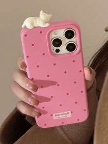 JS3O GUCADI 1pc Mocha Brown White Label Wave 3D Cute Cat Soft Phone Case For IPhone 16 15 14 13 12 Series Premium Texture Anti Drop Waterproof Shockproof Scratch Resistant - Nhiều màu - Xem 6