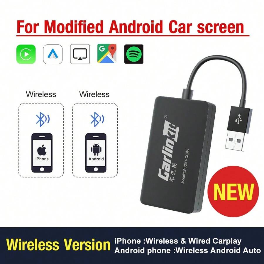 Carlinkit llave electrónica Apple CarPlay inalámbrica USB y sistema operativo Android para coche, llave electrónica para coche, sistema operativo Android, sistema operativo Android, Autokit Mirror Kit,  automática - CCPA inalámbrica - Ver 1