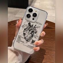 Funda a prueba de golpes de borde suave y moderno con detalle de corazón, transparente y anti-caída para teléfono móvil Apple. Esta funda a prueba de golpes es un compañero confiable para tu teléfono. - 1 pieza - Ver 1