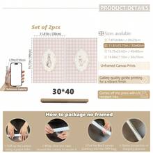 1/2 Canvas Wall Art, Framed Rabbit And Silly Goose Theme Wall Decor For Kids Room, Blushing Pink Plaid Pattern, Farmhouse Animal Print, Vintage Country Rabbit Illustration, Suitable For Children's Room, Nursery, Playroom, Boy/Girl Room, Waterproof, Party Decor Gift