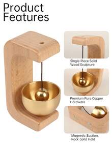 1 chuông đồng bằng gỗ nam châm Dopamine, chuông đồng thủ công nhắc nhở cửa, quà tặng trang trí nam châm tủ lạnh, chất liệu tự nhiên - Nhiều màu - Xem 2