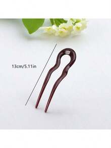 1-5pcs French Twist Hair Forks, U-Shaped Wavy Hair Clips, Suitable For Buns, Tortoiseshell Color, Fashionable & Flexible Hair Accessories, Hair Clips, Bathroom Supplies, Travel, Bathroom Decor - Multicolor - View 9