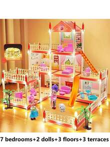女孩新款娃娃屋玩具，儿童娃娃屋套装，娃娃屋游戏套装，DIY娃娃屋套件，公主娃娃屋过家家娃娃，娃娃屋，城堡别墅